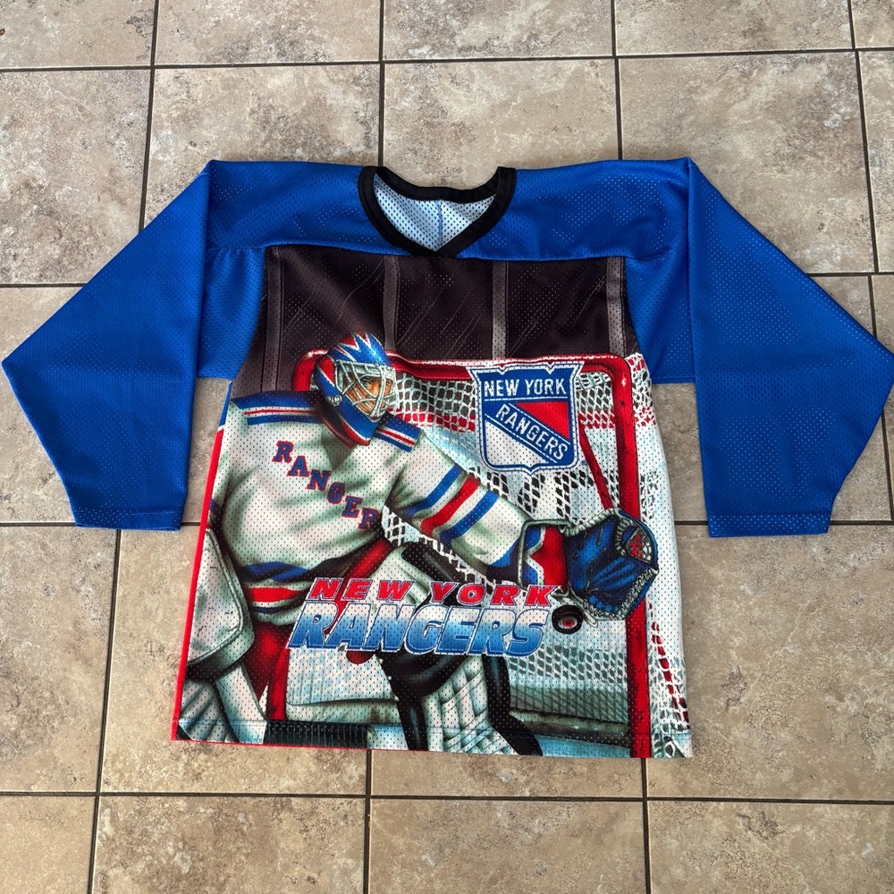 Vintage 90s NHL New York Rangers All Over Print Hockey Mesh CCM Jersey Sz Medium